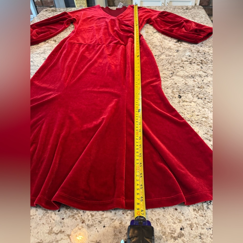 Newport News Elegant Red Long Sleeve Dress - Picture 3 of 6